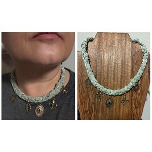 Bronzed babe- Handmade Braided bandana Necklace with bronze Charms